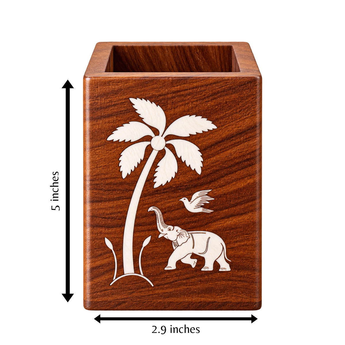Handcrafted Karnataka Wooden Multipurpose Holder with Ivory-Like Inlay