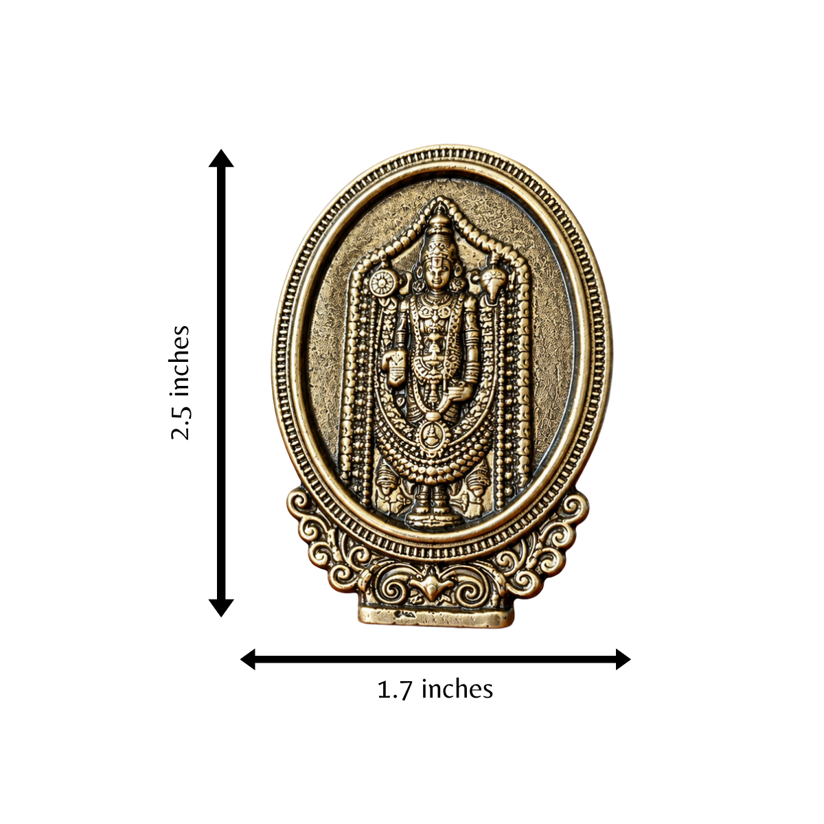 Brass Lord Venkateswara Balaji Tabletop Medallion – Traditional Indian Decorative Accent