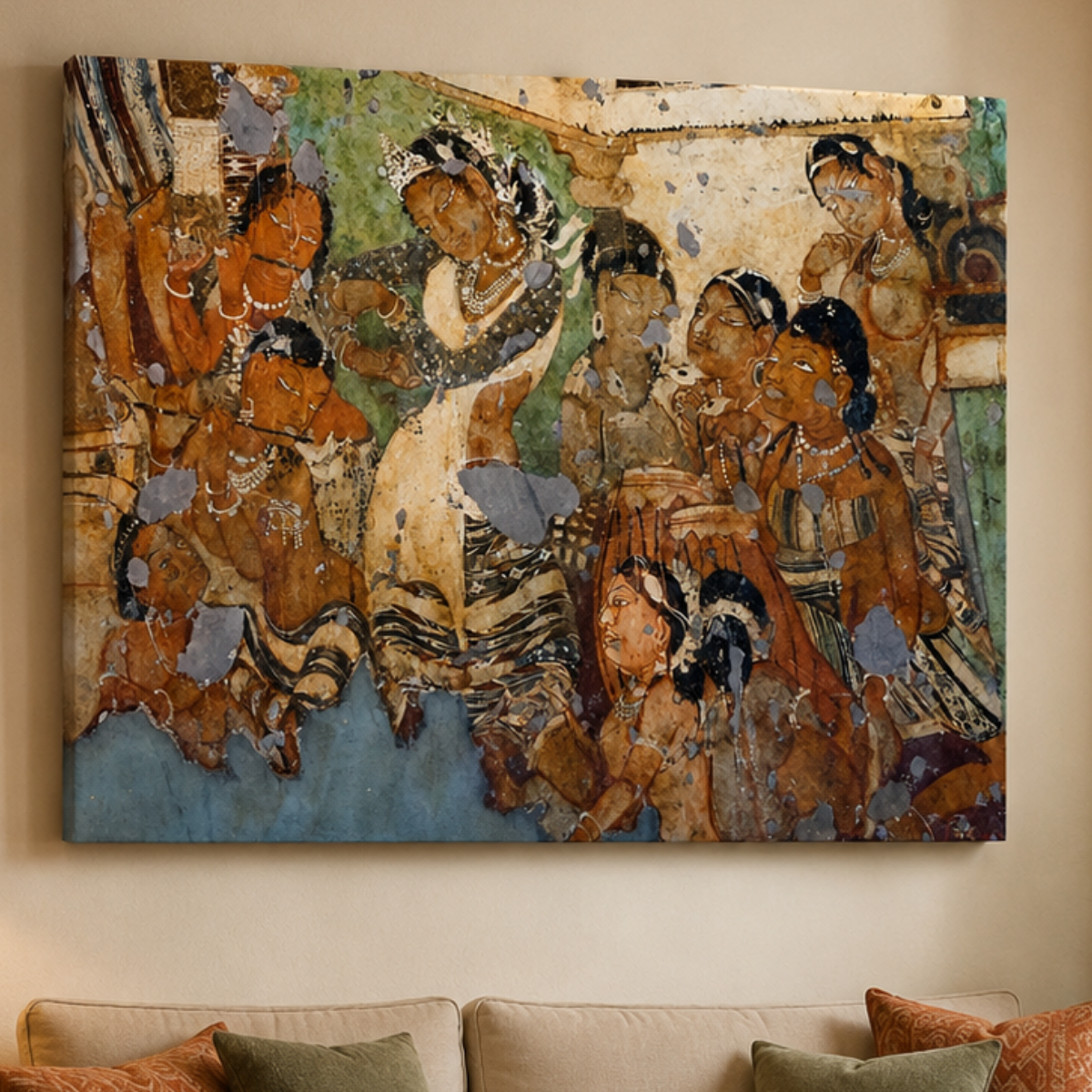 Dancing Girl from Ajanta Caves – Unframed Wall Art | Museum Replica | Ancient Indian Classical Painting