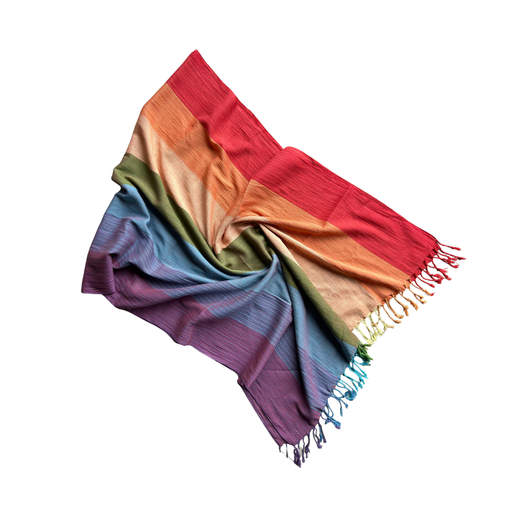 Hand Woven Pure Cotton Rainbow Scarf