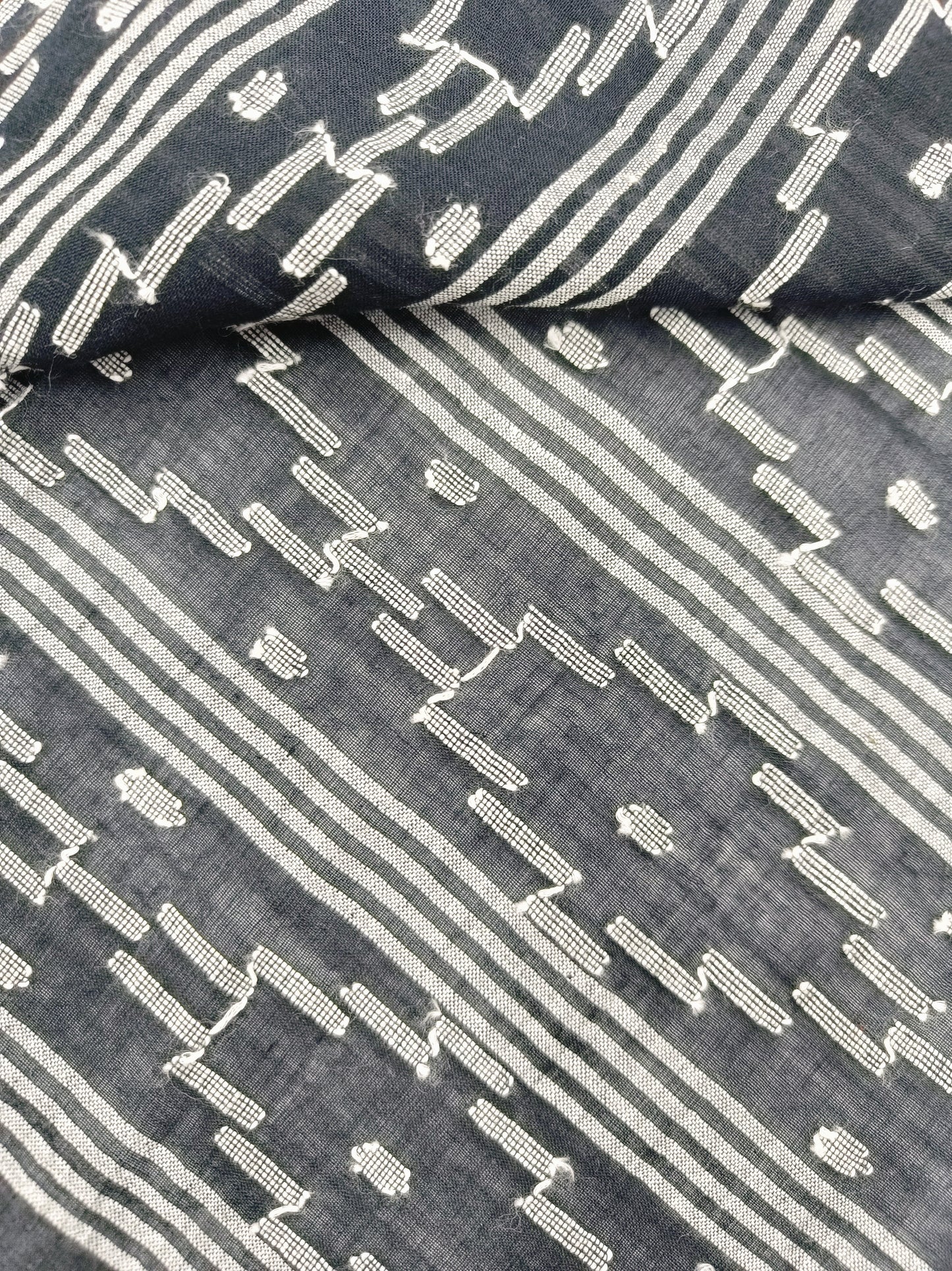 Authentic Jamdani Sky Black Scarf