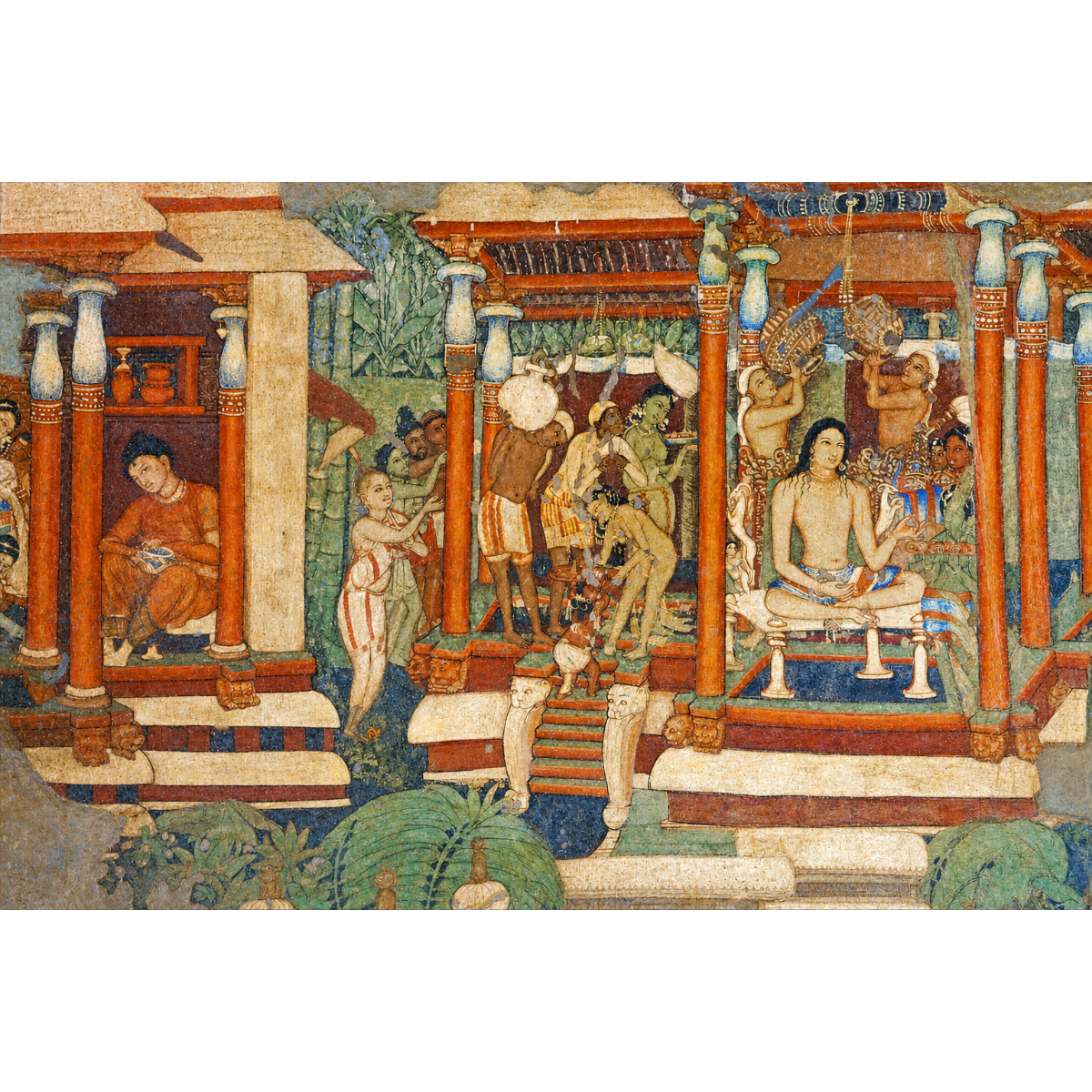 Mahajanaka Jataka Mural from Ajanta – Unframed Wall Art | Museum Replica | Ancient Indian Buddhist Painting