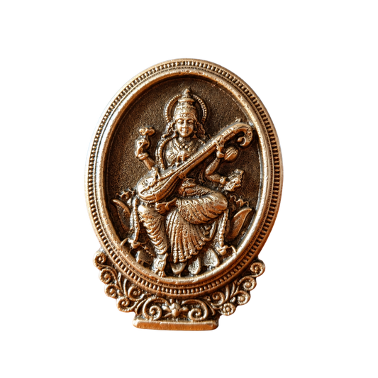 Brass Goddess Saraswati Tabletop Idol – Spiritual Décor & Symbol of Knowledge