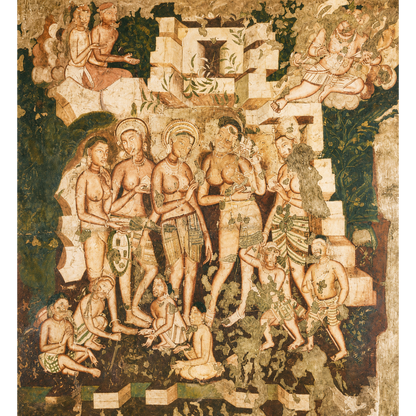 Hariti and Kubera Ajanta Cave 2 Art Print (Unframed) | Museum Replica | Ancient Indian Buddhist Wall Art
