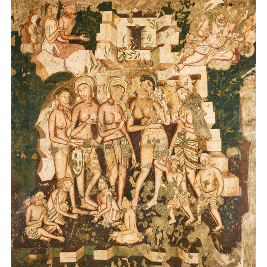 Hariti and Kubera Ajanta Cave 2 Art Print (Unframed) | Museum Replica | Ancient Indian Buddhist Wall Art