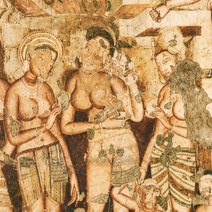 Hariti and Kubera Ajanta Cave 2 Art Print (Unframed) | Museum Replica | Ancient Indian Buddhist Wall Art