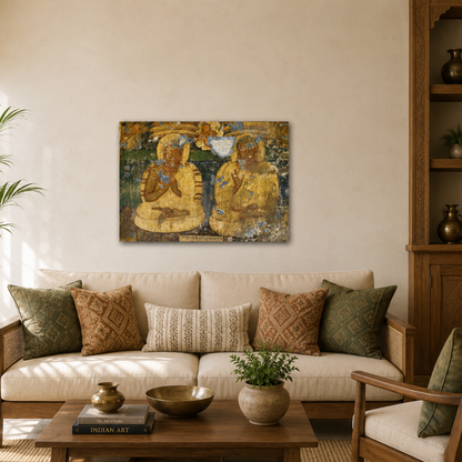 Manushi Buddha Painting from Ajanta Cave 16 – Unframed Wall Art | Museum Replica | Ancient Indian Buddhist Art