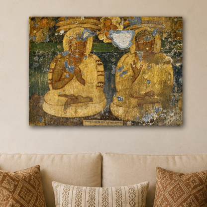 Manushi Buddha Painting from Ajanta Cave 16 – Unframed Wall Art | Museum Replica | Ancient Indian Buddhist Art