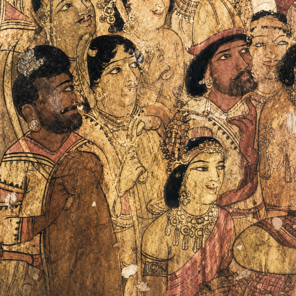 Descent from Heaven – Ajanta Cave 17 Art Print (Unframed) | Museum Replica | Ancient Indian Buddhist Wall Art
