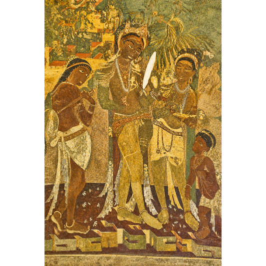 Bring home the Beautiful Composition from Ajanta Cave 17, an unframed museum-inspired reproduction of a UNESCO-listed mural. Premium wall art for heritage interiors, collectors and lovers of ancient Indian Buddhist painting.