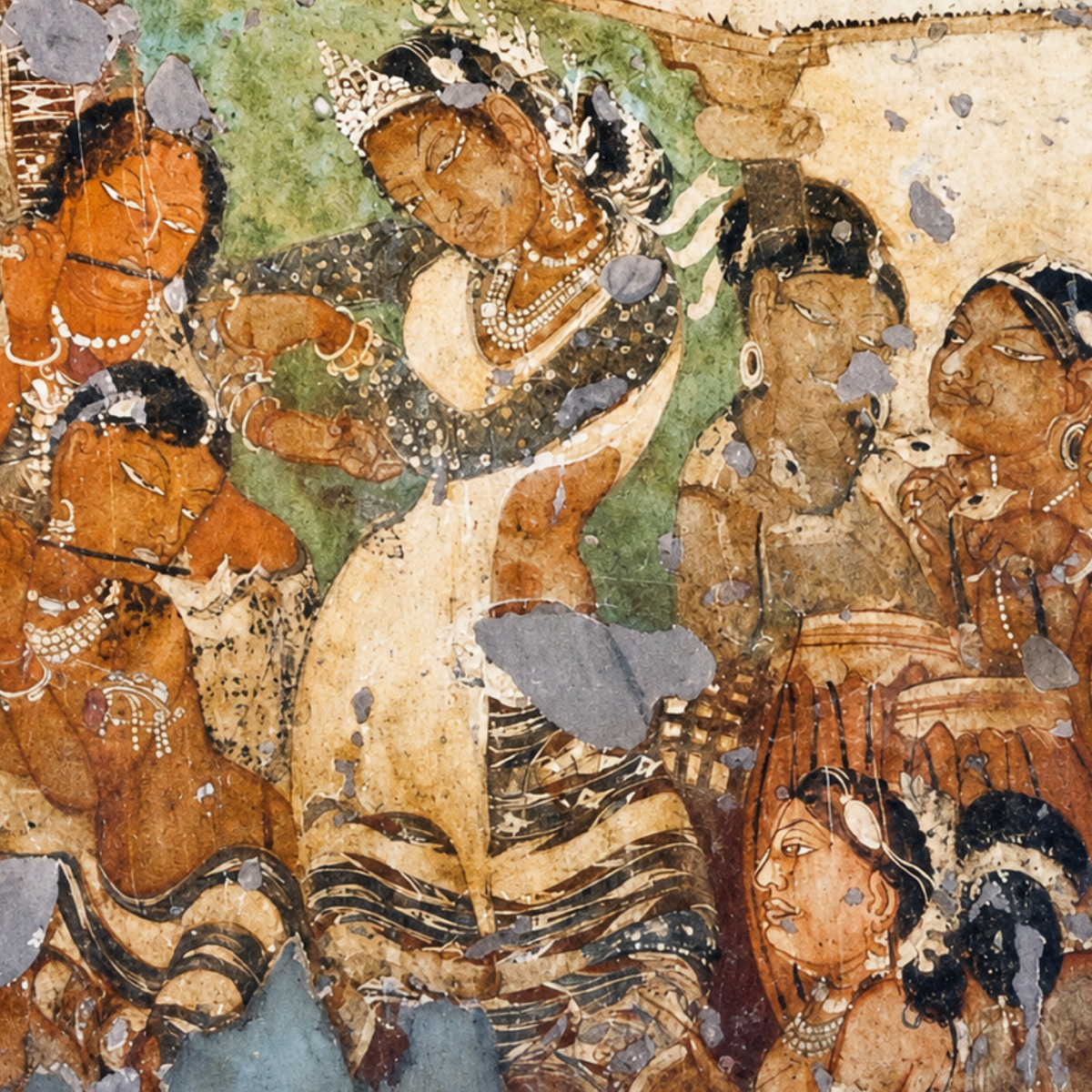 Dancing Girl from Ajanta Caves – Unframed Wall Art | Museum Replica | Ancient Indian Classical Painting