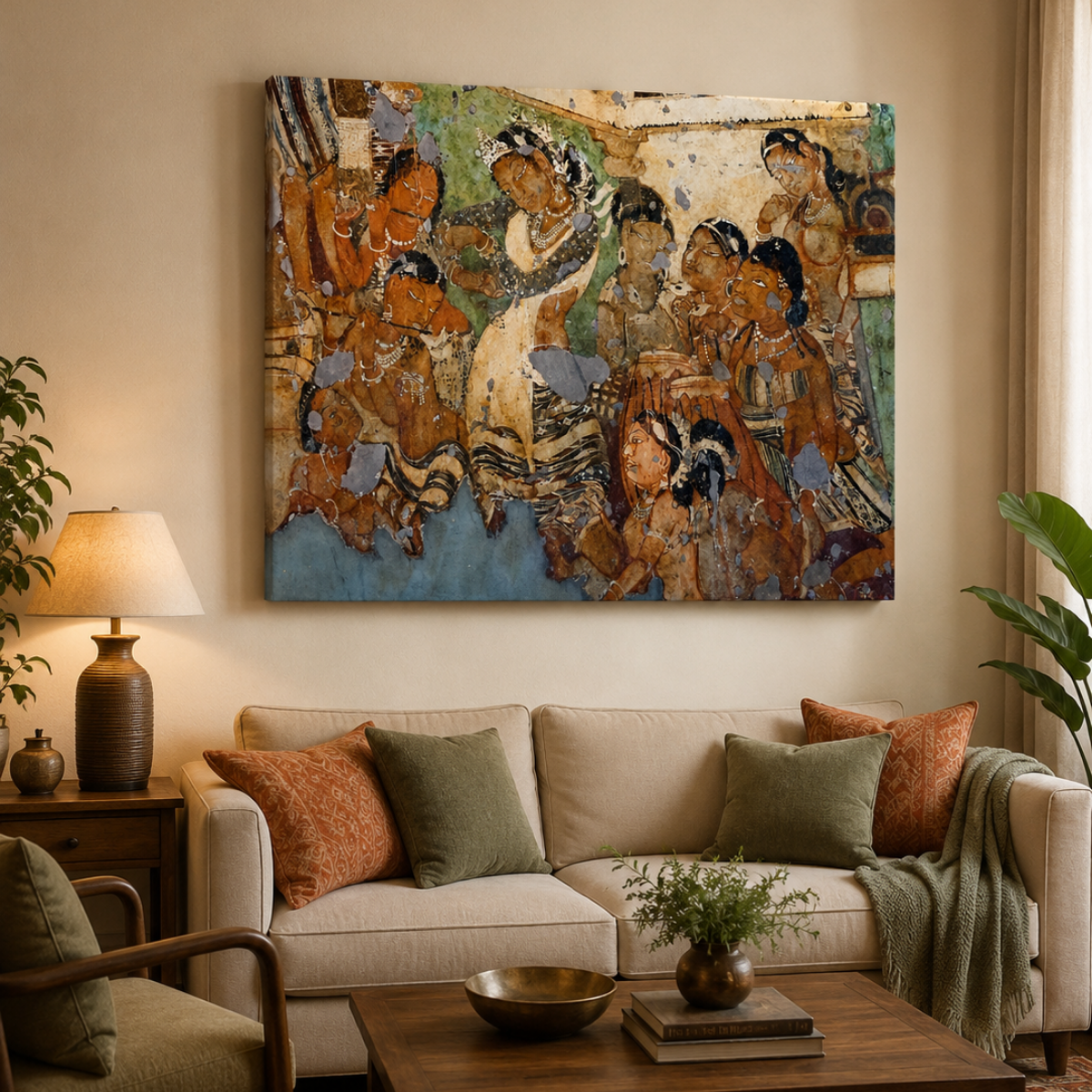 Dancing Girl from Ajanta Caves – Unframed Wall Art | Museum Replica | Ancient Indian Classical Painting