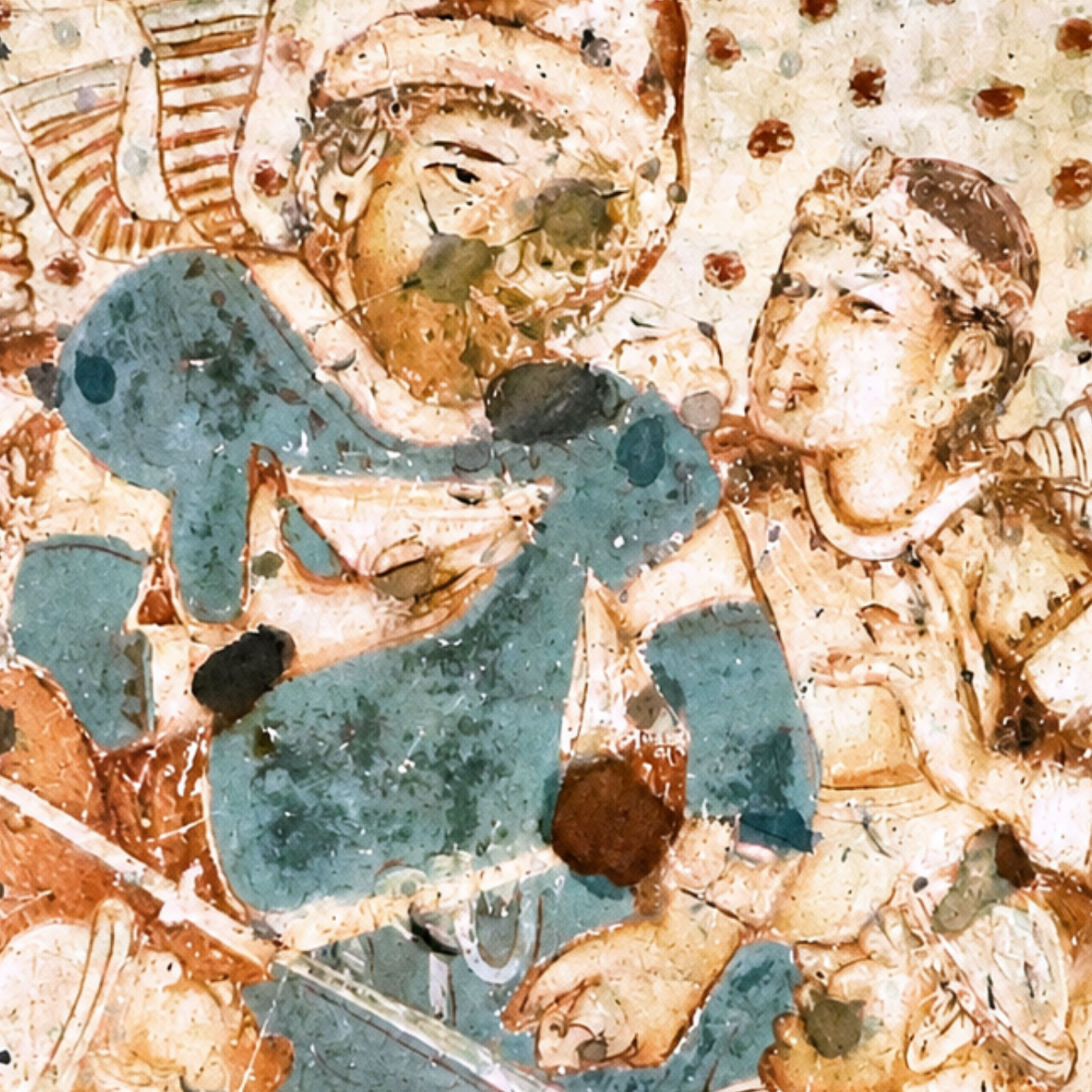 Ajanta Cave 1 – A Sassanid in India | Detail Art Print (Unframed) | Museum Replica | Ancient Indian Buddhist Wall Art