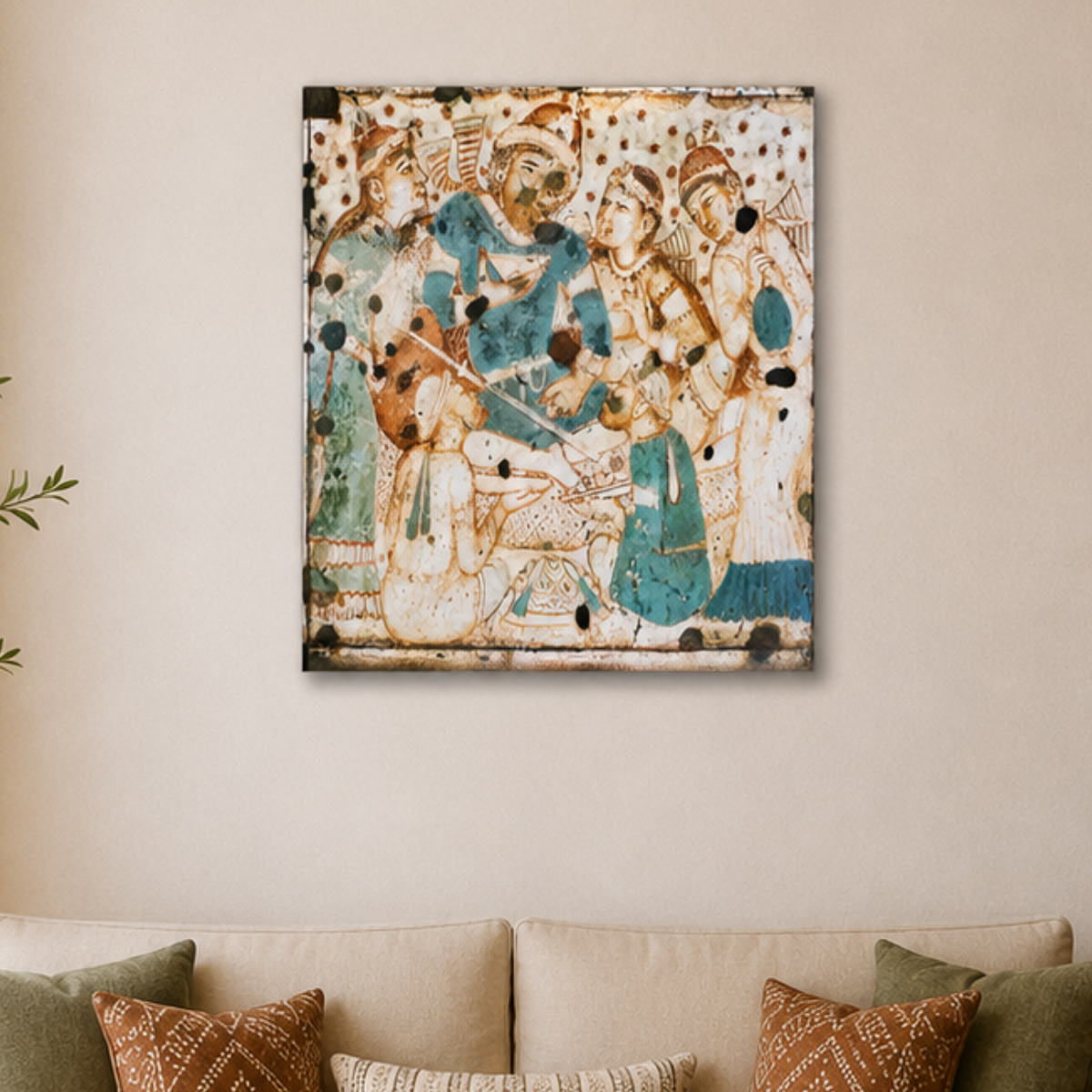 Ajanta Cave 1 – A Sassanid in India | Detail Art Print (Unframed) | Museum Replica | Ancient Indian Buddhist Wall Art