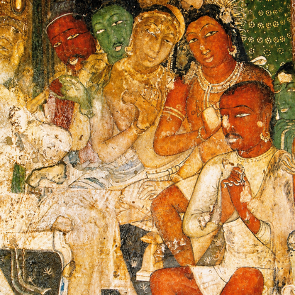 Hamsa Jataka Painting from Ajanta Caves – Museum Replica Print on Canvas | Buddhist Wall Art | Indian Heritage Painting