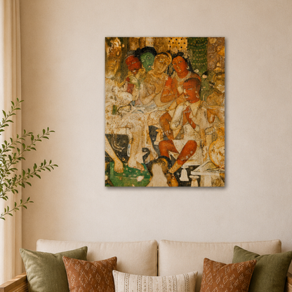 Hamsa Jataka Painting from Ajanta Caves – Museum Replica Print on Canvas | Buddhist Wall Art | Indian Heritage Painting