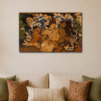 Indra and Musician from Ajanta Cave 17 – Unframed Wall Art | Museum Replica | Ancient Indian Mural Painting