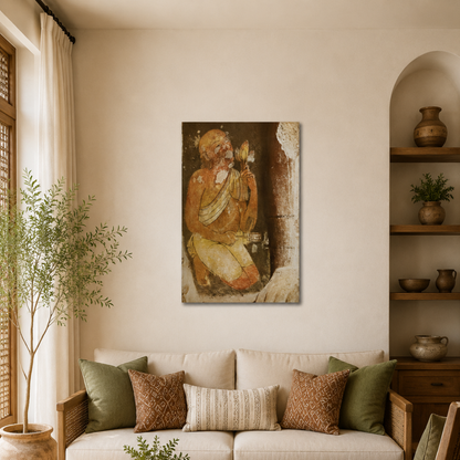 A Devout Monk from Ajanta Caves – Unframed Wall Art | Museum Replica | Ancient Indian Buddhist Painting