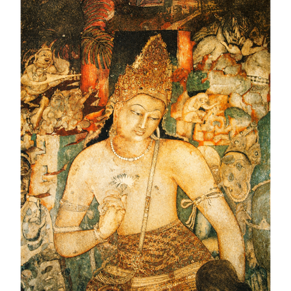 Bodhisattva Padmapani Ajanta Painting Art Print (Unframed) | Museum Replica | Ancient Indian Buddhist Wall Art