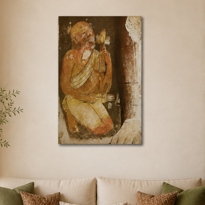 A Devout Monk from Ajanta Caves – Unframed Wall Art | Museum Replica | Ancient Indian Buddhist Painting