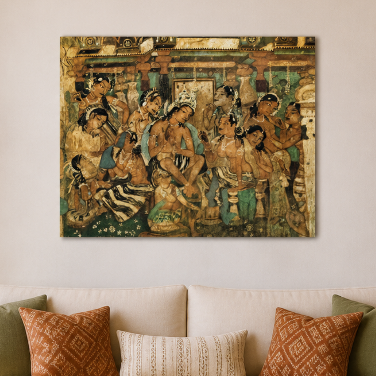 Mahajanaka Jataka – Renunciation Scene from Ajanta Cave 1 | Unframed Wall Art | Museum Replica