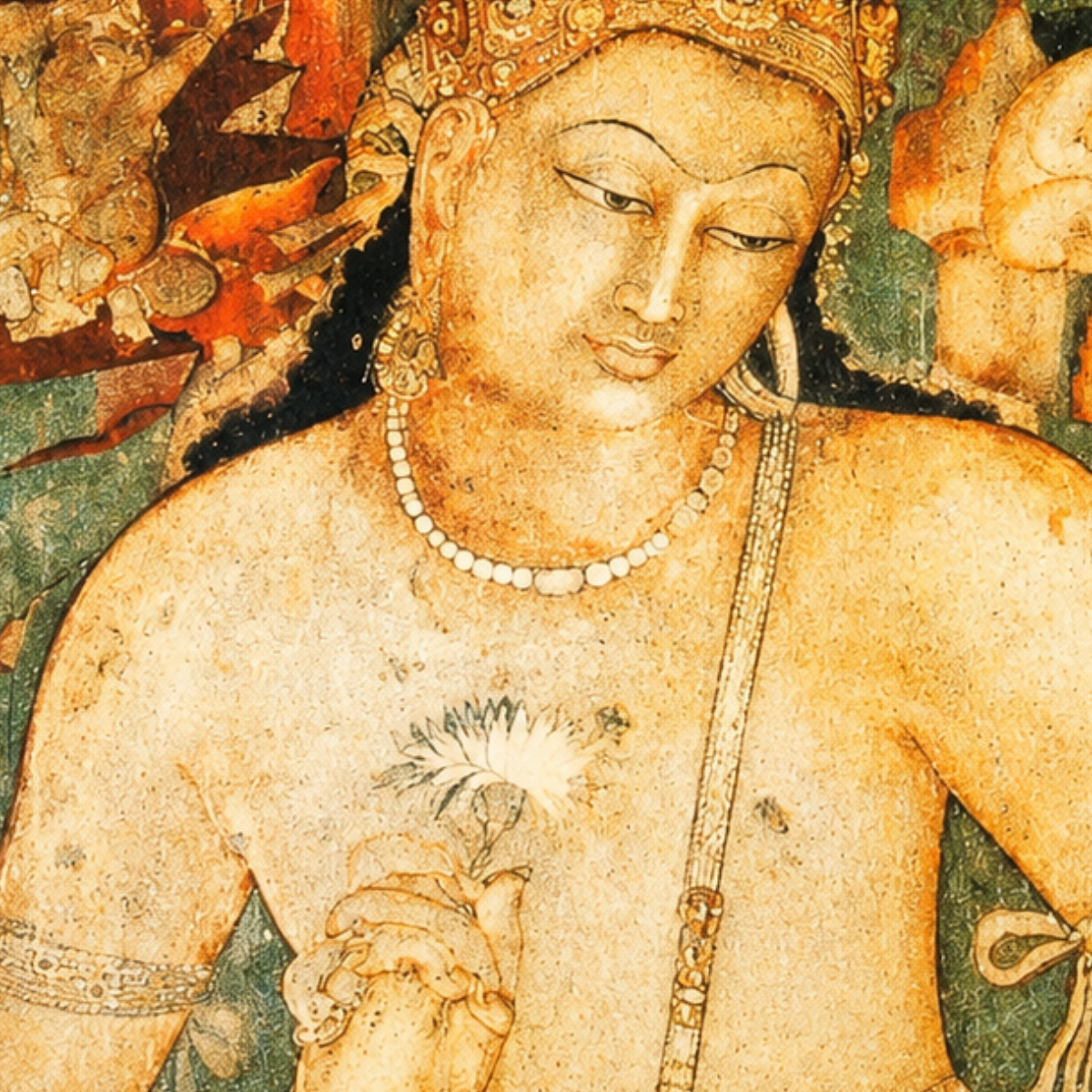 Bodhisattva Padmapani Ajanta Painting Art Print (Unframed) | Museum Replica | Ancient Indian Buddhist Wall Art