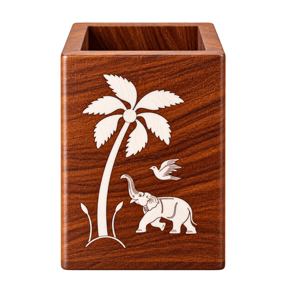 Handcrafted Karnataka Wooden Multipurpose Holder with Ivory-Like Inlay