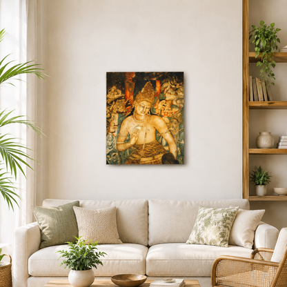 Bodhisattva Padmapani Ajanta Painting Art Print (Unframed) | Museum Replica | Ancient Indian Buddhist Wall Art