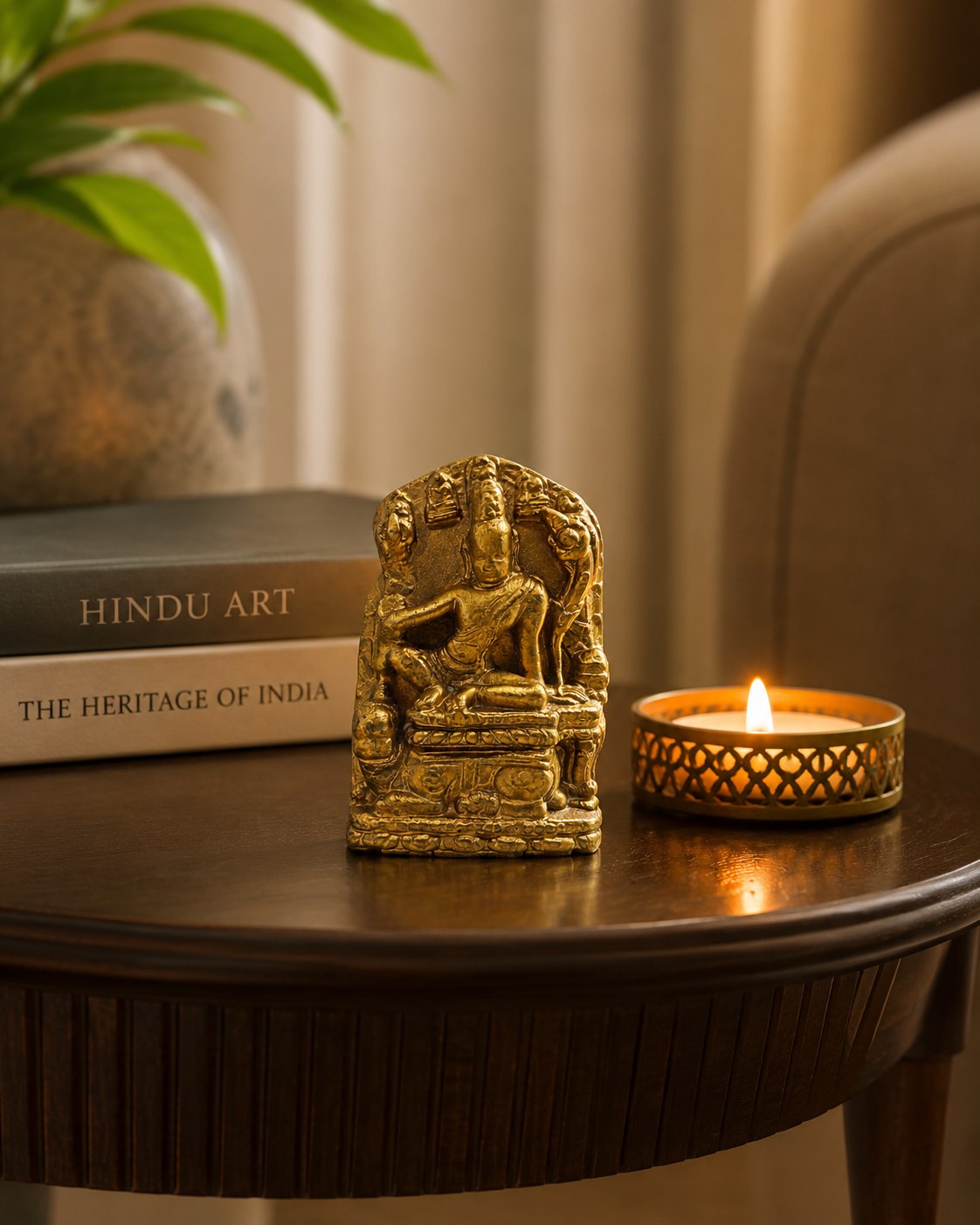 Simhanada Avalokiteshvara – Golden Finish | Museum Replica of a Pala Dynasty Buddhist Sculpture [Made to Order]