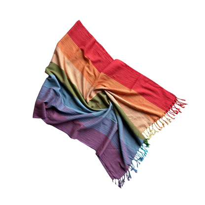 Hand Woven Pure Cotton Rainbow Scarf