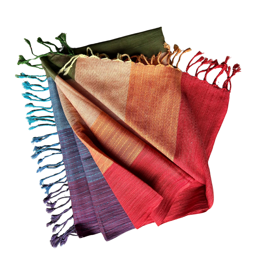 Hand Woven Pure Cotton Rainbow Scarf