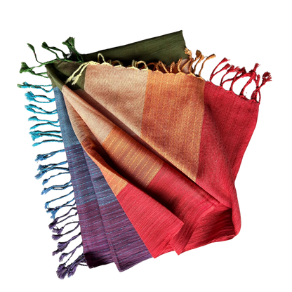 Hand Woven Pure Cotton Rainbow Scarf
