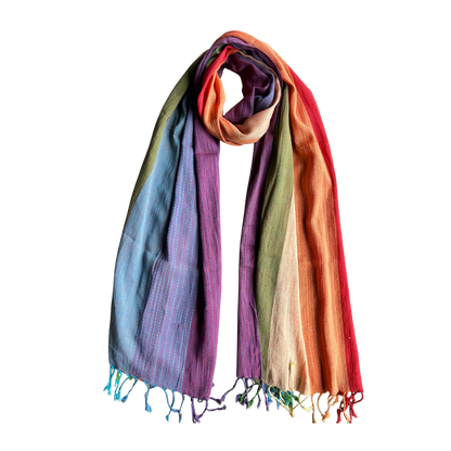Hand Woven Pure Cotton Rainbow Scarf