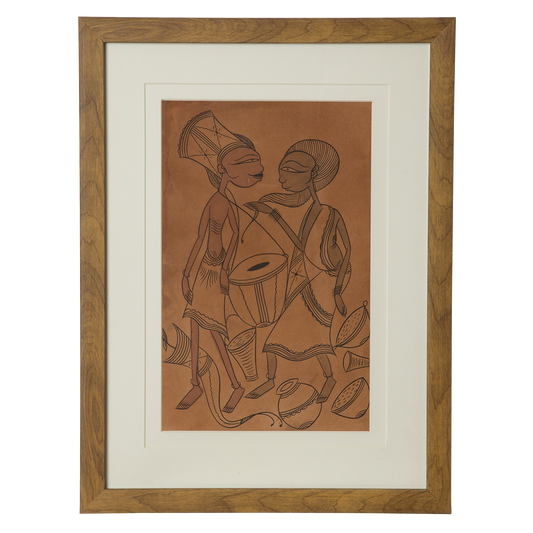 Hand-Painted Santhal Art – Village Life 12 | Authentic Tribal Folk Painting from West Bengal