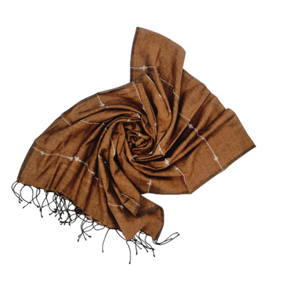 Authentic Jamdani Honey Brown Scarf
