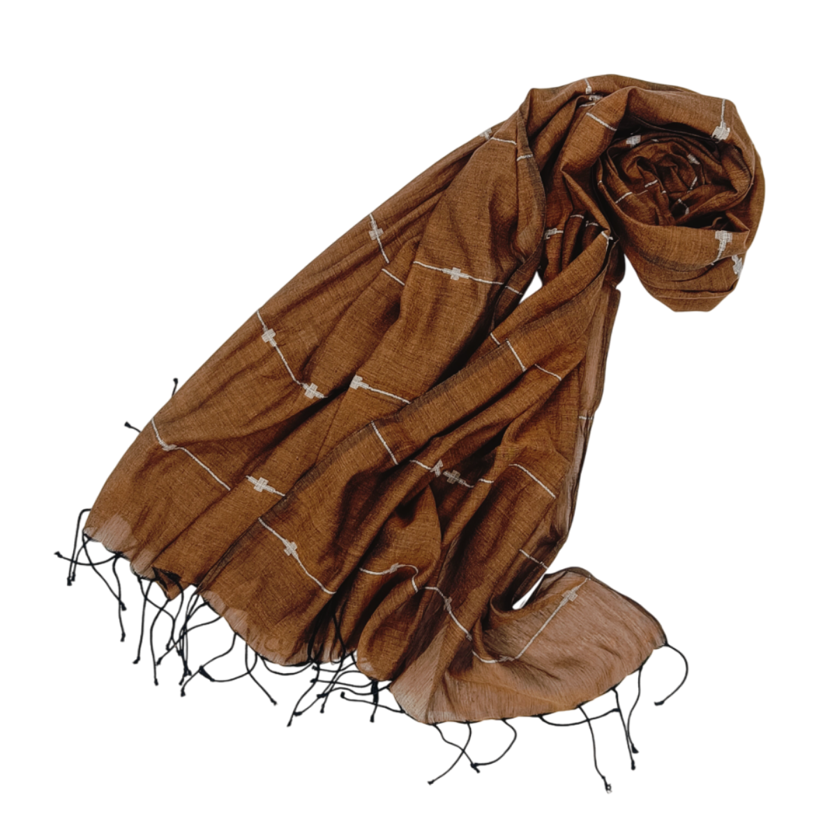 Authentic Jamdani Honey Brown Scarf