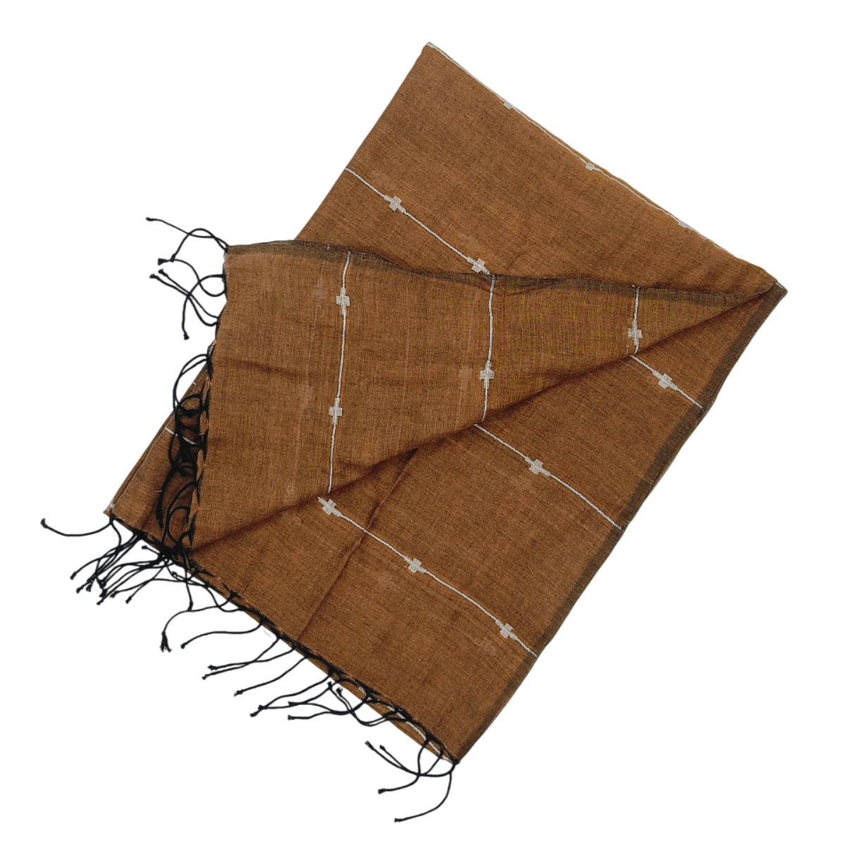 Authentic Jamdani Honey Brown Scarf