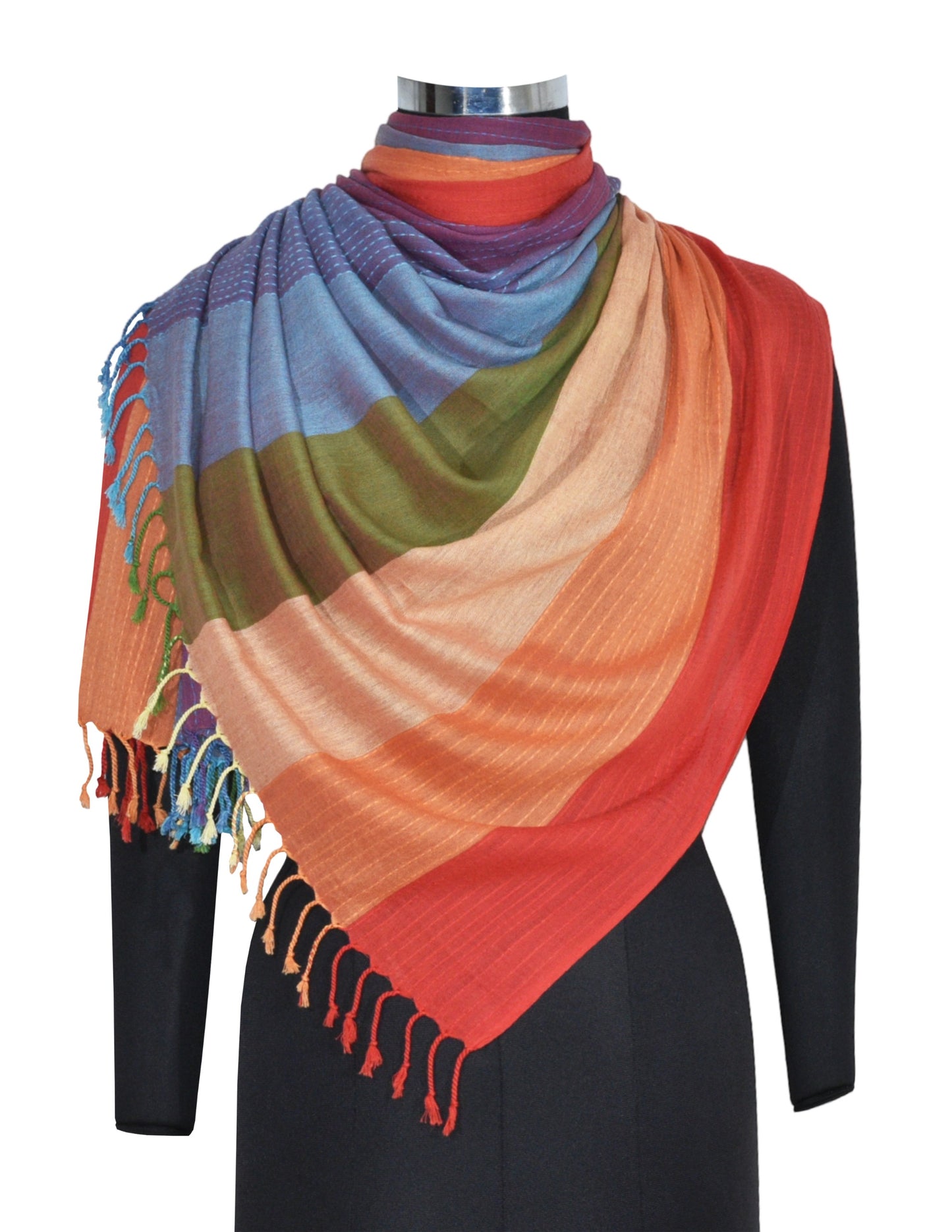 Hand Woven Pure Cotton Rainbow Scarf